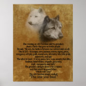 De twee wolven, Cherokee proverb Poster (Voorkant)