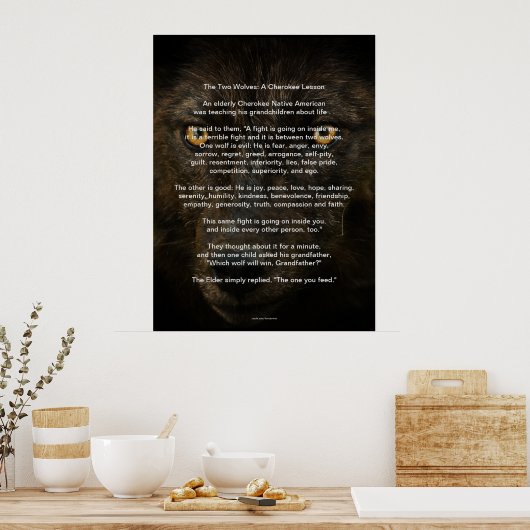 De twee WOLVES CHEROKEE TALE Native American Print (Keuken)