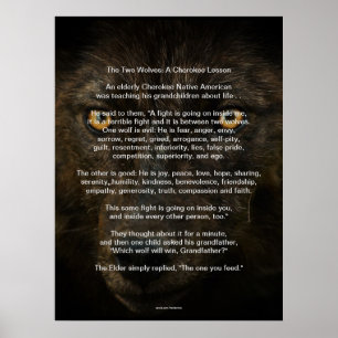 De twee WOLVES CHEROKEE TALE Native American Print