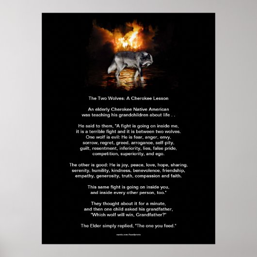 De twee WOLVES CHEROKEE TALE Native American Print (Voorkant)