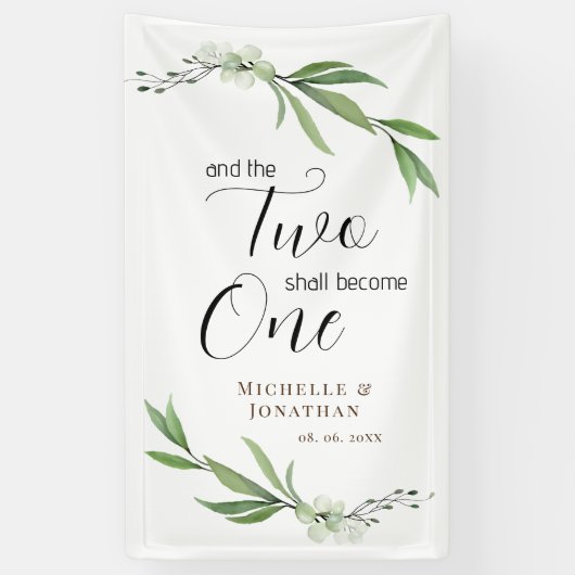 De twee zullen één bloemengroene bruiloft worden spandoek (Verticaal)