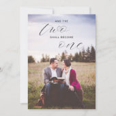 De twee zullen één religieuze foto worden save the date (Voorkant)