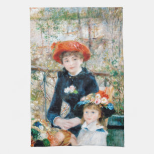 De twee zussen op de terrace Auguste Renoir Theedoek