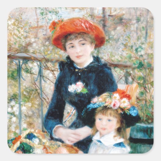 De twee zussen op de terrace Auguste Renoir Vierkante Sticker (Voorkant)