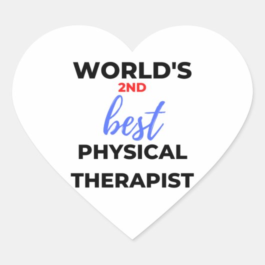 De tweede beste fysieke therapist ter wereld 2 hart sticker (Voorkant)