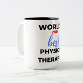 De tweede beste fysieke therapist ter wereld 2 tweekleurige koffiemok (Voorkant links)
