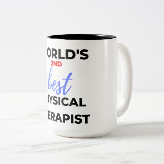De tweede beste fysieke therapist ter wereld 2 tweekleurige koffiemok (Voorkant rechts)