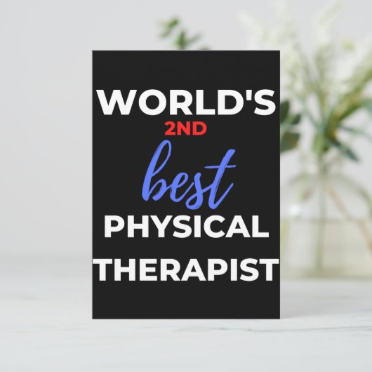 De tweede beste fysiotherapeut ter wereld bedankkaart (Staand voorkant)
