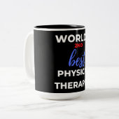 De tweede beste fysiotherapeut ter wereld tweekleurige koffiemok (Voorkant links)