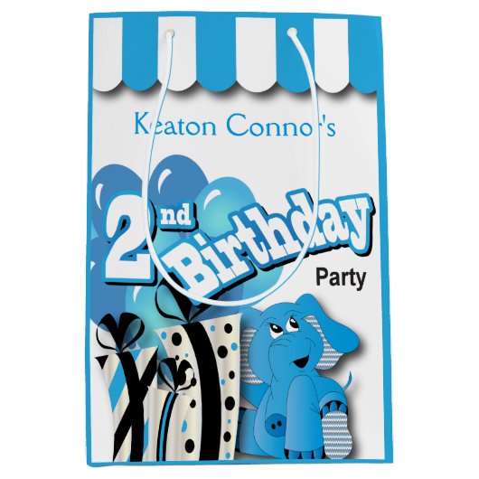 De tweede blauwe olifant van Little Boy Birthday Medium Cadeauzakje (Voorkant)