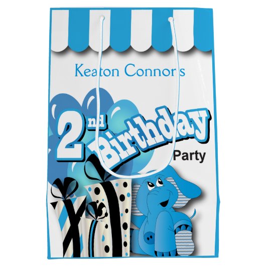 De tweede blauwe olifant van Little Boy Birthday Medium Cadeauzakje (Achterkant)