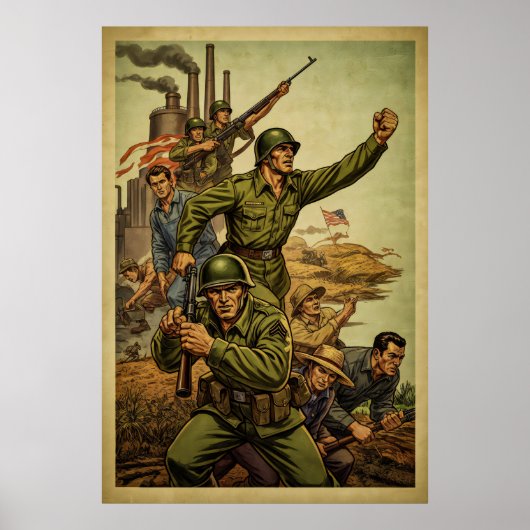 De Tweede Wereldoorlog inspireerde Soldier March P Poster (Voorkant)
