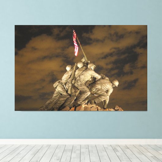 De Tweede Wereldoorlog Iwo Jima Memorial Arlington Canvas Afdruk (Insitu (Houten vloer))