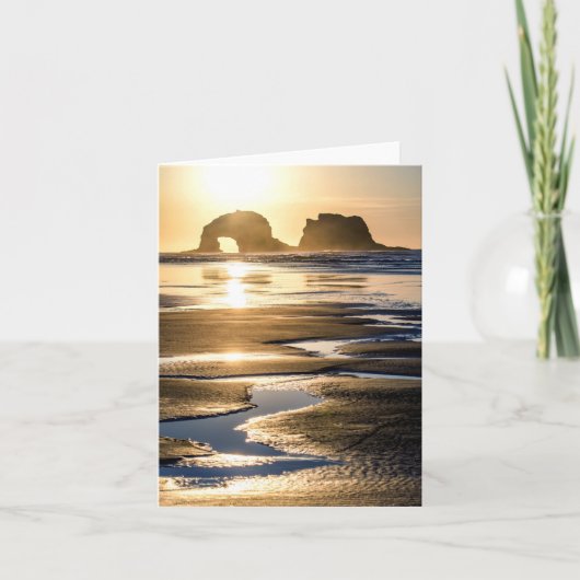 De tweeling Zonsondergang van Rotsen at Low Tide Kaart (Voorkant)