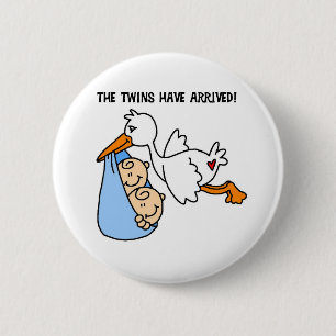 De TweelingAankomst van de ooievaar Ronde Button 5,7 Cm