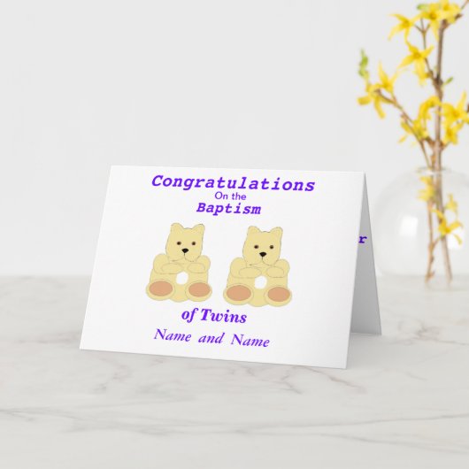 De Tweelingen van het Doopsel van gelukwensen Kaart (Gele Bloem)