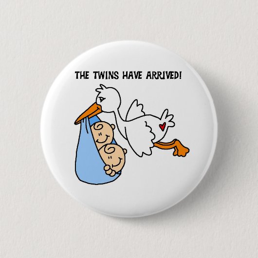 De tweelingen zijn aangekomen ronde button 5,7 cm (Voorkant)