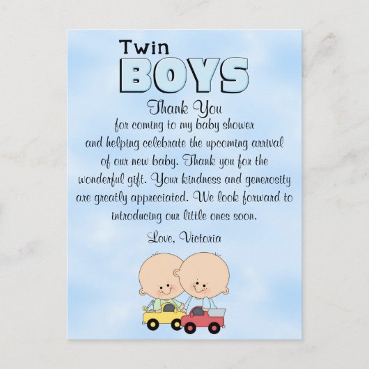 De TweelingJongens van het baby shower Briefkaart (Voorkant)