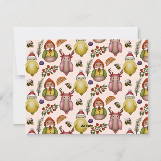 De tweetings van het seizoen - Whimsical Bird Holi Feestdagenkaart (Achterkant)