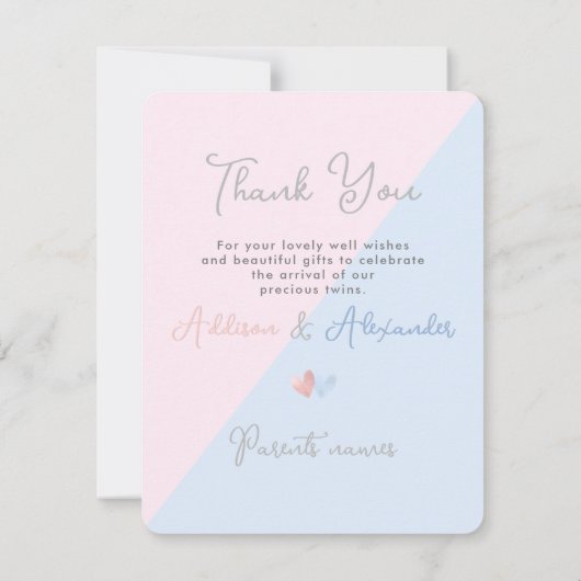 De Twins van ArtsApp tonen Dank u+Aankondiging van Kaart (Achterkant)