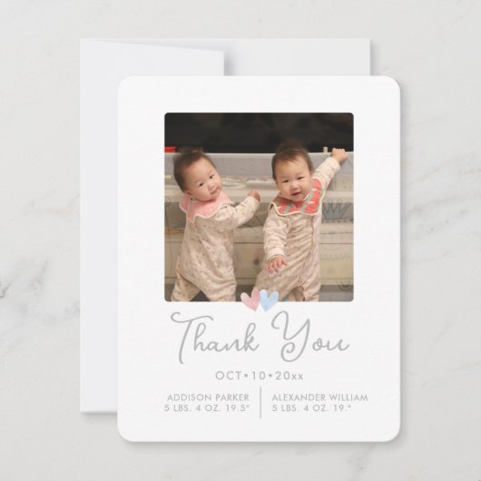 De Twins van ArtsApp tonen Dank u+Aankondiging van Kaart (Voorkant)