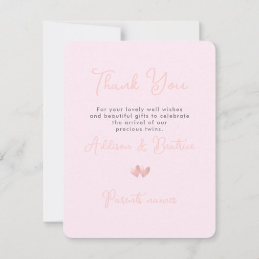 De Twins van ArtsApp tonen Dank u+Aankondiging van Kaart (Achterkant)