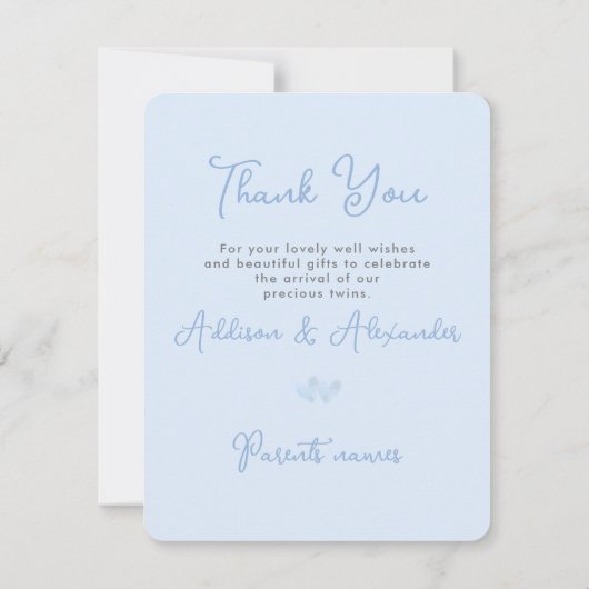 De Twins van ArtsApp tonen Dank u+Aankondiging van Kaart (Achterkant)