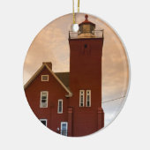 De Two Harbors Lighthouse met uitzicht op Agate Ba Keramisch Ornament (Links)