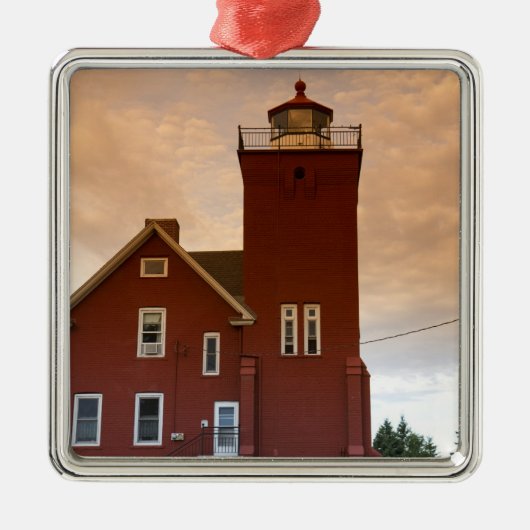 De Two Harbors Lighthouse met uitzicht op Agate Ba Metalen Ornament (Voorkant)