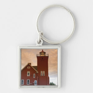 De Two Harbors Lighthouse met uitzicht op Agate Ba Sleutelhanger