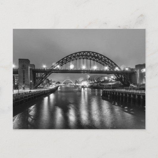 De Tyne Bridge 's nachts Briefkaart (Voorkant)