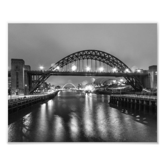 De Tyne Bridge 's nachts Foto Afdruk (Voorkant)