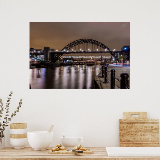 De Tyne Bridges 's nachts Poster (Keuken)