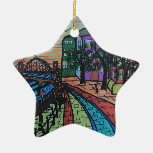 De Tyne Newcastle Quayside Keramisch Ornament (Voorkant)