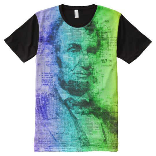 De Typografie van de Regenboog van Abraham Lincoln Volledig Bedrukte T-shirts