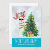 De Typografie van de vreugde | Lama van Kerstmis Feestdagenkaart (Voorkant / Achterkant)