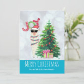 De Typografie van de vreugde | Lama van Kerstmis Feestdagenkaart (Staand voorkant)
