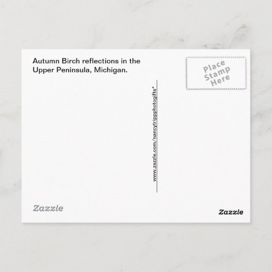 De U. P.: Herfstherfst Birch Tree Reflections Briefkaart (Achterkant)