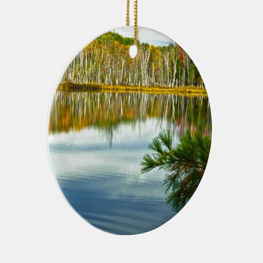 De U. P.: Herfstherfst Birch Tree Reflections Keramisch Ornament (Rechts)