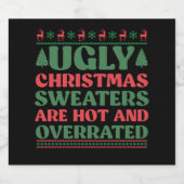 De Ugandee kerstzweten zijn warm en overbelast Sparkling Wijnetiket (Enkel label)