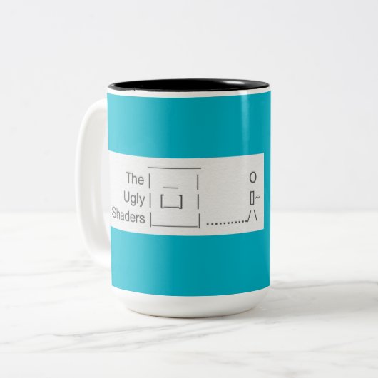 De Ugly Shaders Tweekleurige Koffiemok (Voorkant links)