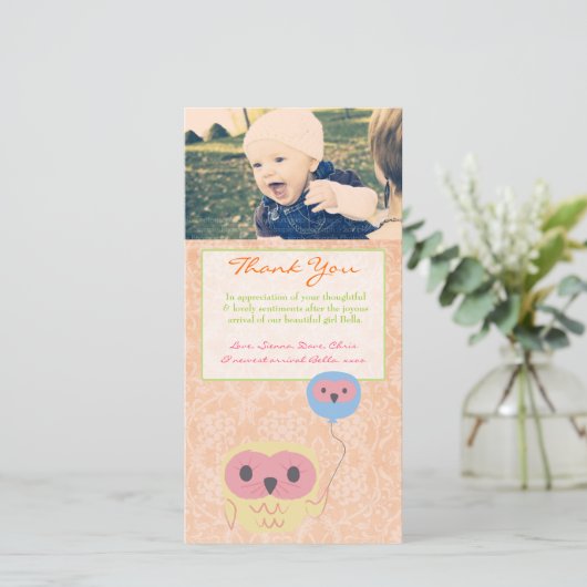 De uil dankt u nota neemt van de Sjabloon van de (Staand voorkant)