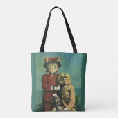 De uil en de poesje kat overal print Canvas tas (Achterkant)
