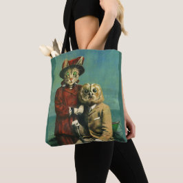De uil en de poesje kat overal print Canvas tas