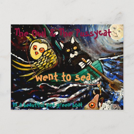 De uil en de pussycat briefkaart (Voorkant)