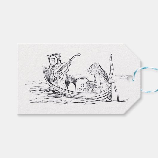 De Uil en de Pussycat (door Edward Lear) Cadeaulabel (Voorkant (Horizontaal))