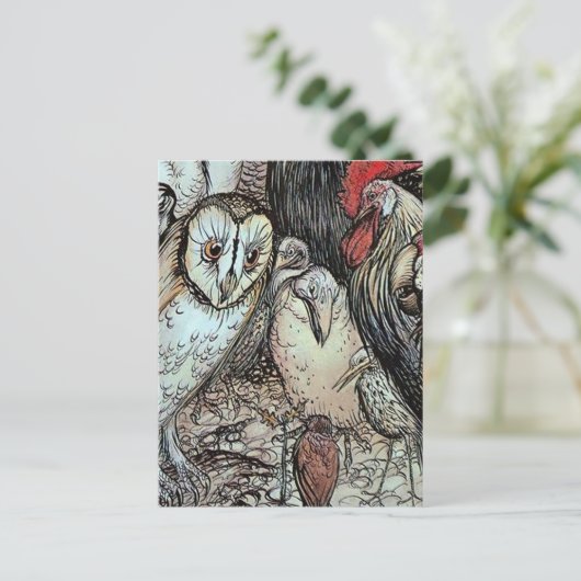 “De uil en de vogels” van Arthur Rackham Briefkaart (Staand voorkant)