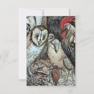 “De uil en de vogels” van Arthur Rackham RSVP Kaartje