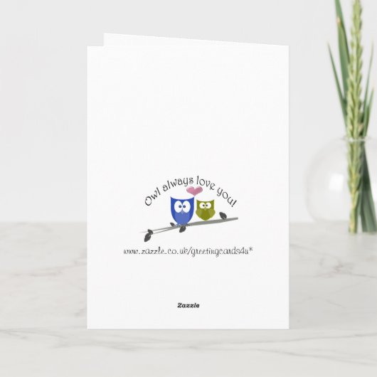 De uil houdt van u altijd! Het Wenskaart van Feestdagen Kaart (Achterkant)