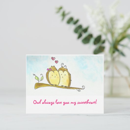 De uil houdt van u altijd Valentijn Feestdagenkaart (Staand voorkant)